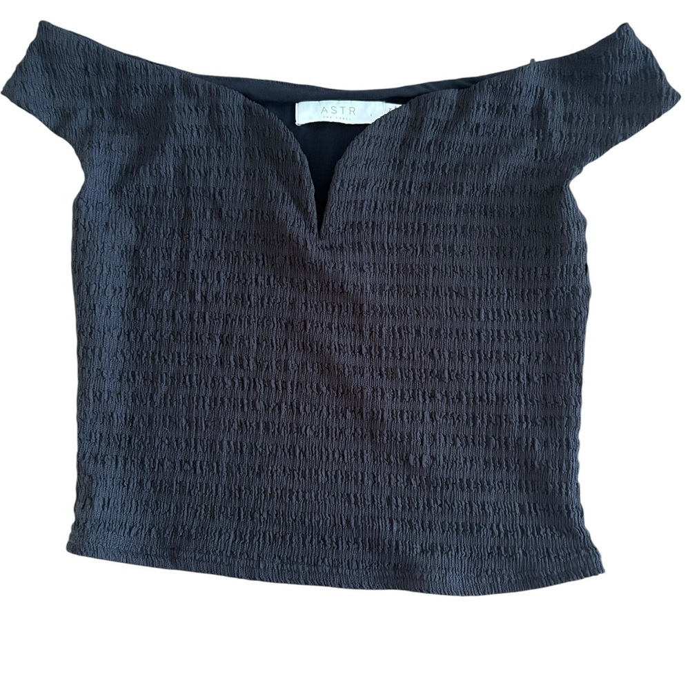 ASTR Women's Black Textured Off-Shoulder Blouse